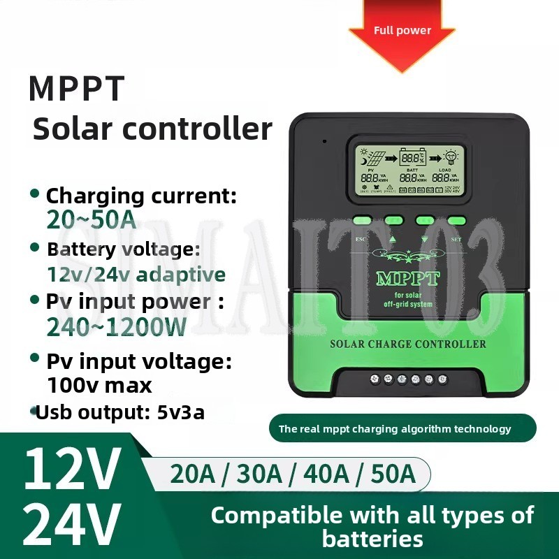 Mppt Charge Controller - MPPTソーラーチャージコントローラー 12V/24V 自動 | LiFePO4/AGM/ゲルバッテリー用ユニバーサル |