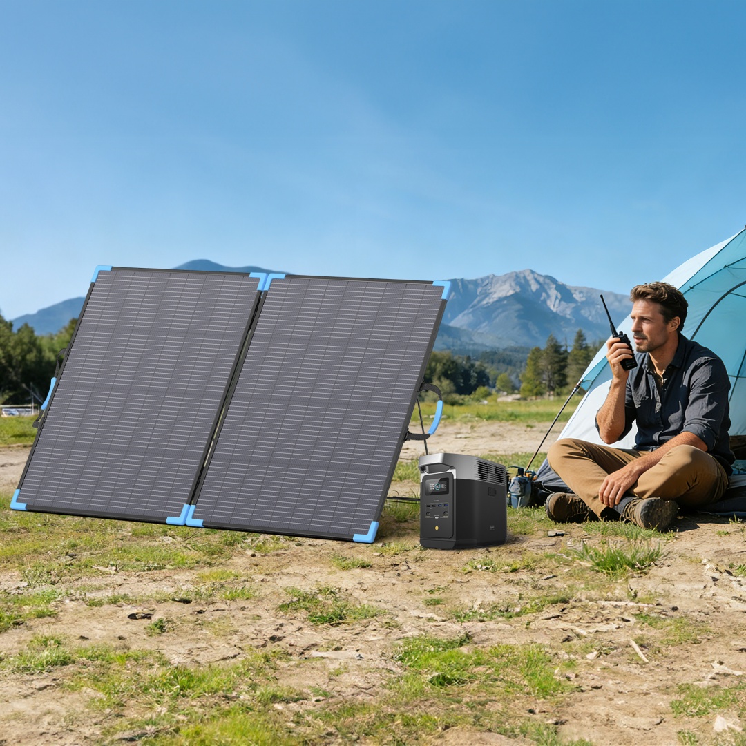 Folding Solar Panel - E-POWO 20V 両面ソーラーパネル 220W 折りたたみ式ソーラー充電器 ソーラー