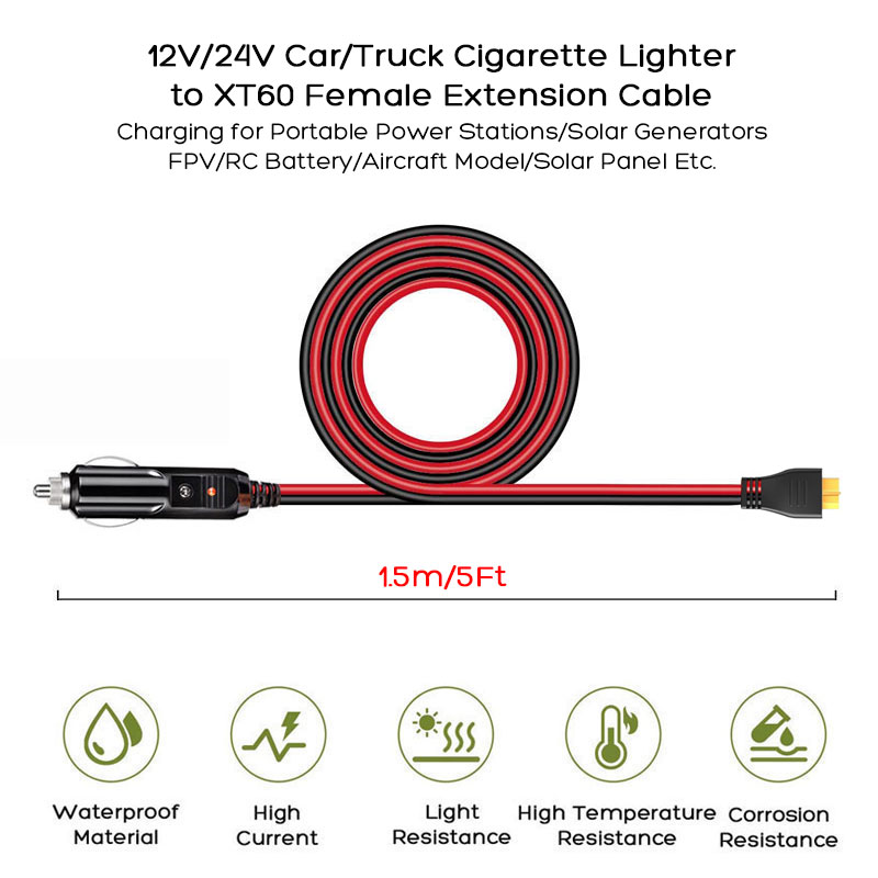 1.5m/5フィート XT60 - 車用シガーソケットケーブ - Anker Power Station Solix C1000 のレビューと価格