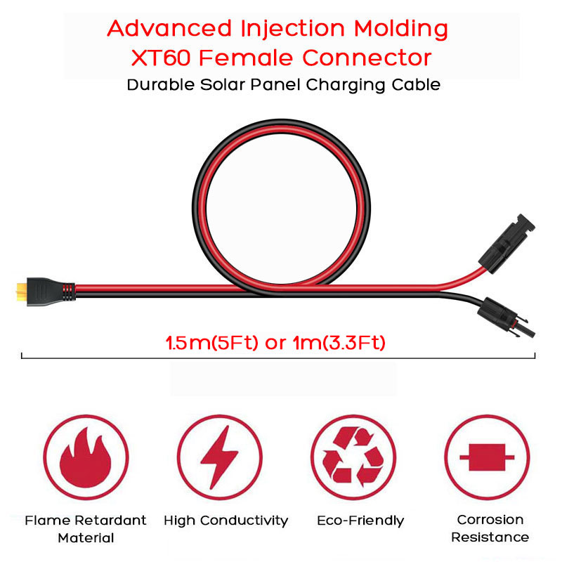 1.5m/5フィート XT60メス型ソーラーケーブル（Ank - Anker Power Station Solix C1000 のレビューと価格
