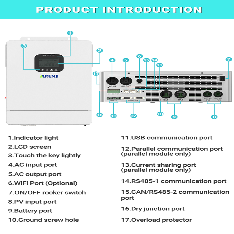 ANENJI 6.5KW ソーラーインバーター ハイブリッド - Mppt Charge Controller のレビューと価格