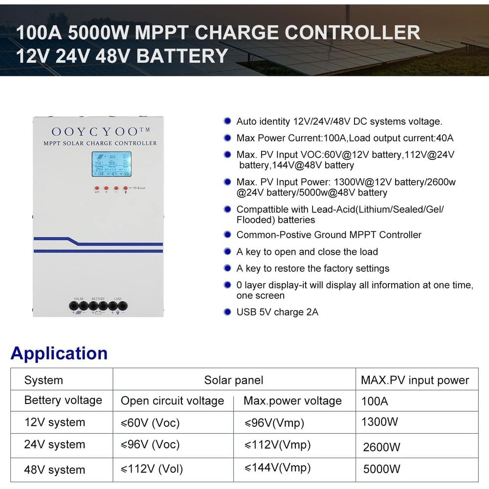 100アンペアMPPTソーラー充電コントローラー24V 12 - Mppt Charge Controller のレビューと価格